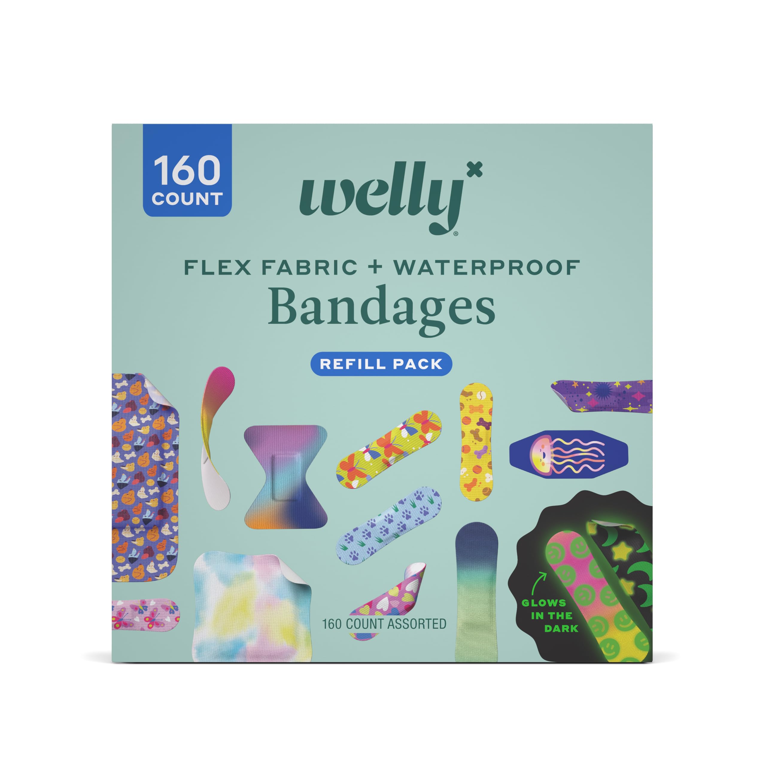 Welly bandage large refill with flex fabric and assorted colors for active kids.