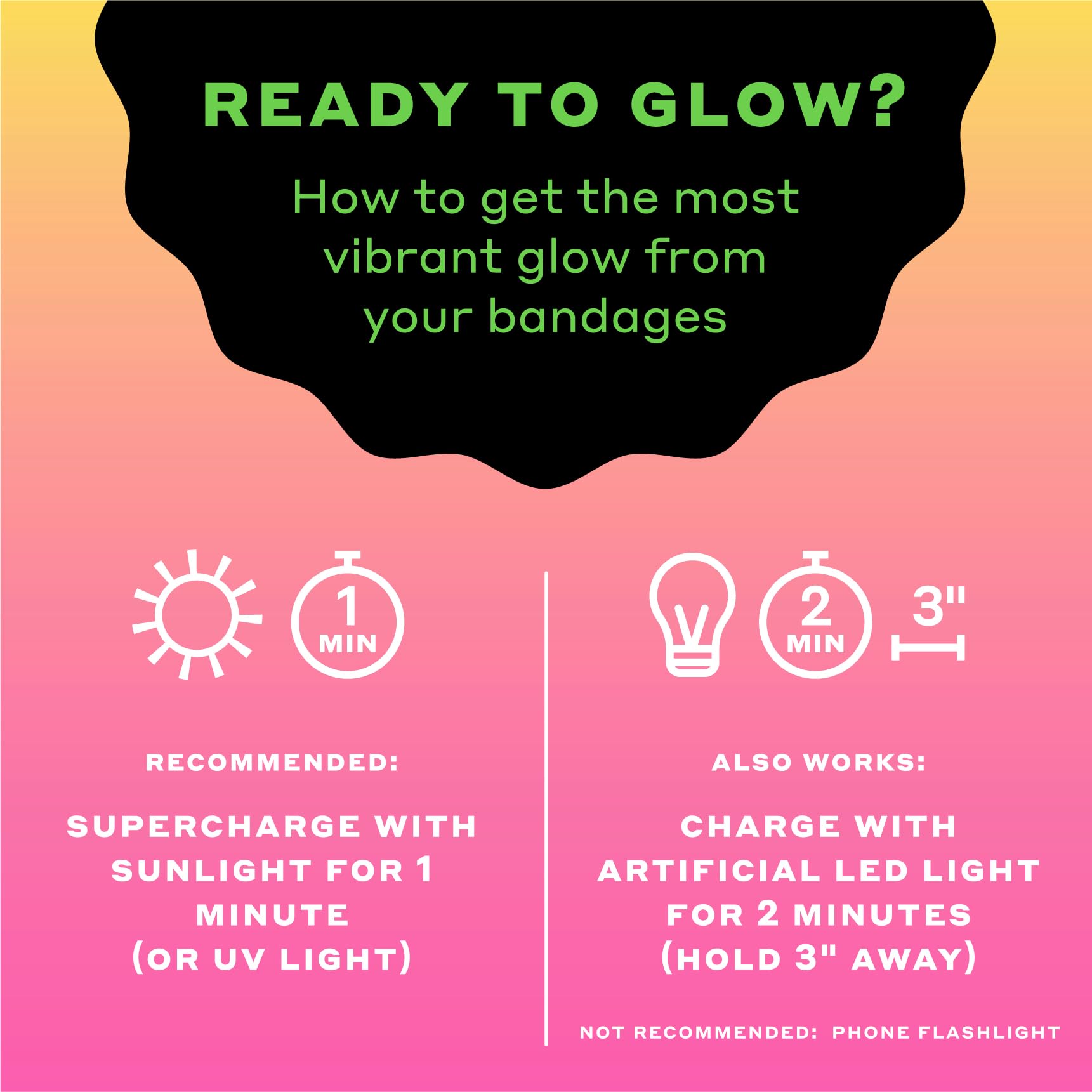 Welly bandage patterns glow closeup highlighting playful prints