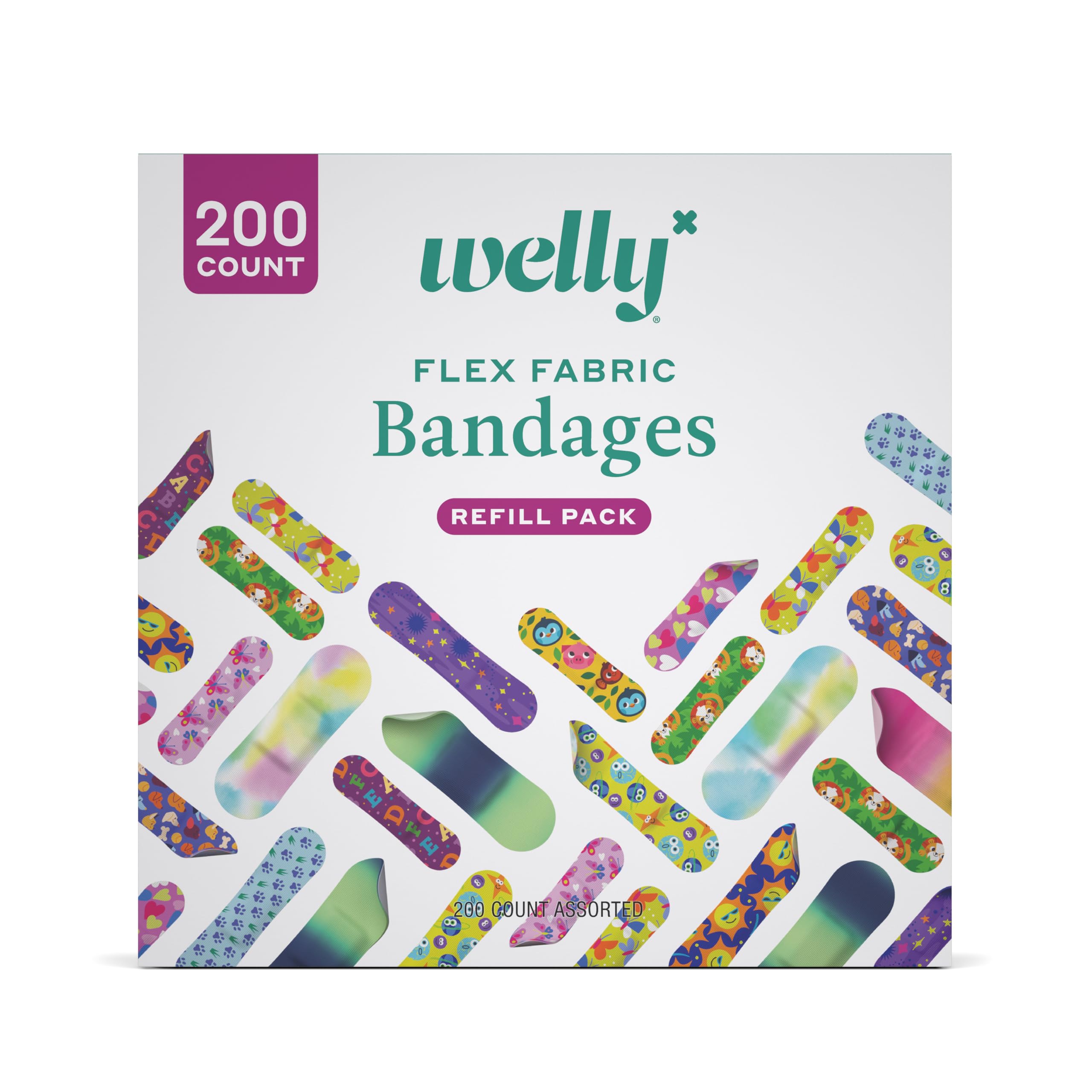 Welly Bandage Refill Ready Pack with assorted shapes for quick dressing