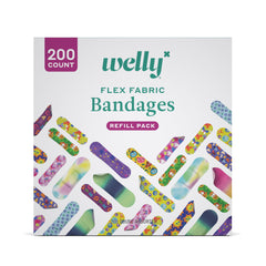 Welly Bandage Refill Ready Pack with assorted shapes for quick dressing