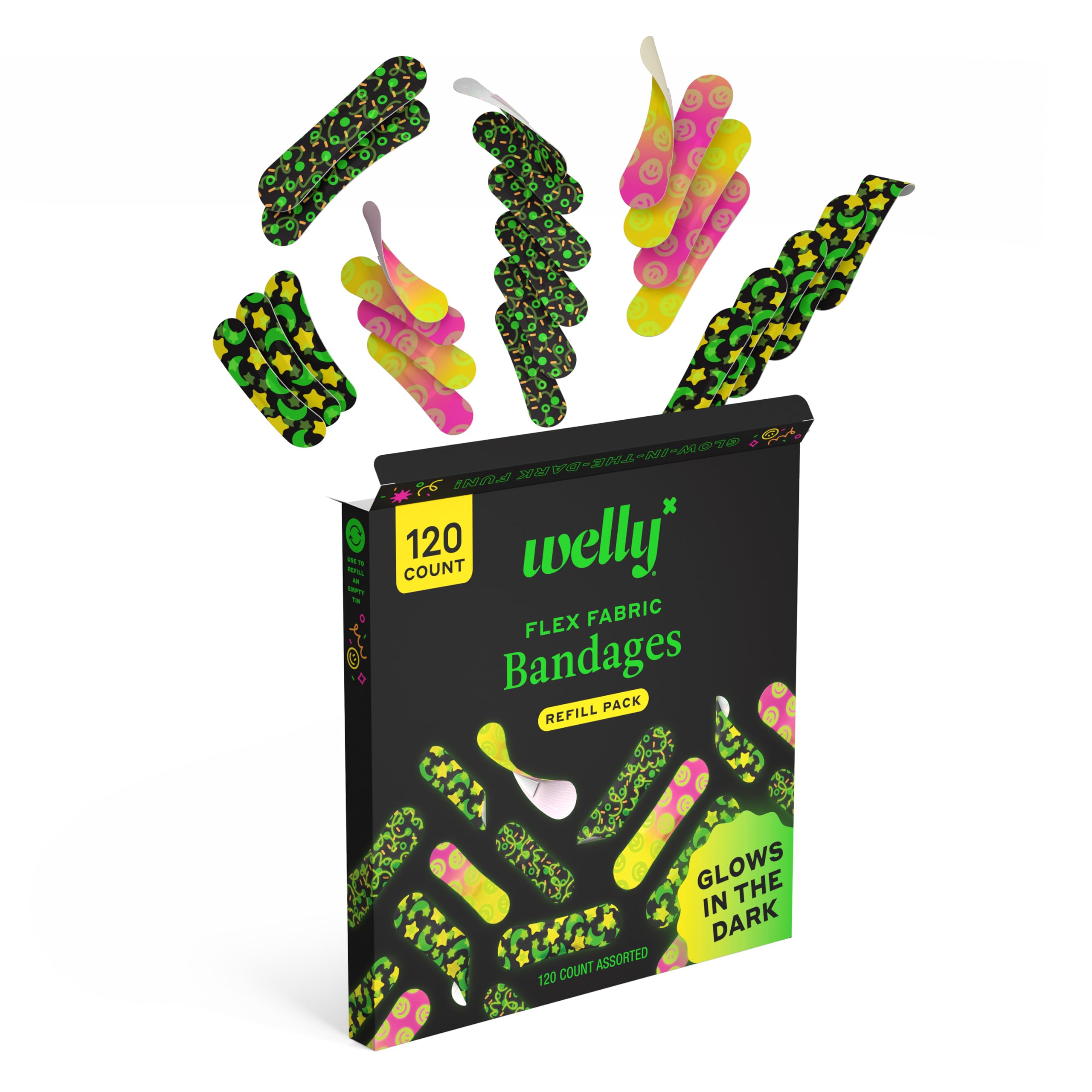 Welly sealed edges emphasize hygienic, ready-to-use bandages