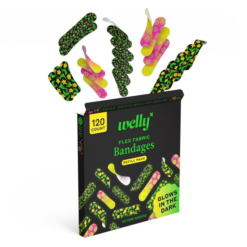 Welly sealed edges emphasize hygienic, ready-to-use bandages