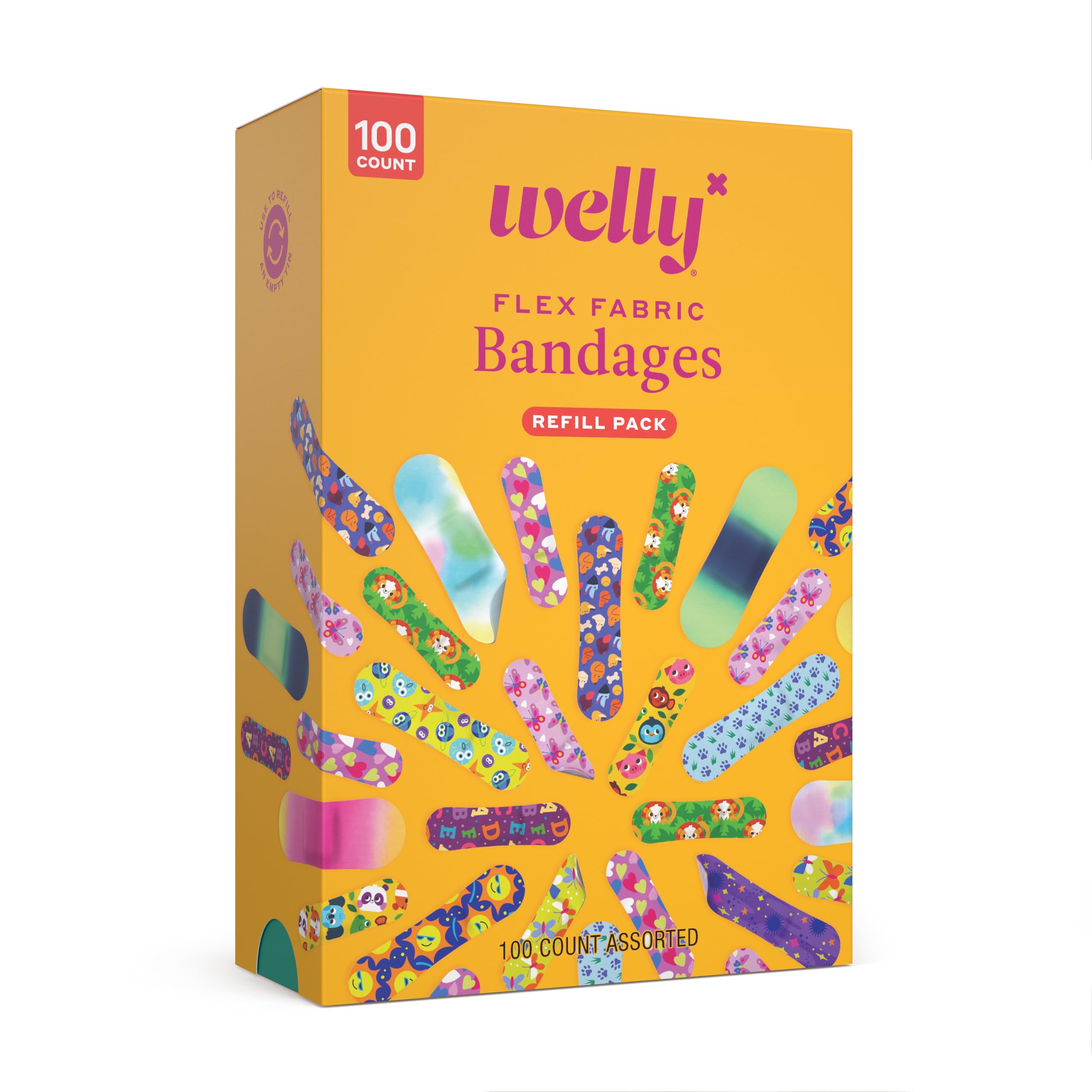 Welly bandages in fourteen colors and patterns for expressive, discreet coverage.