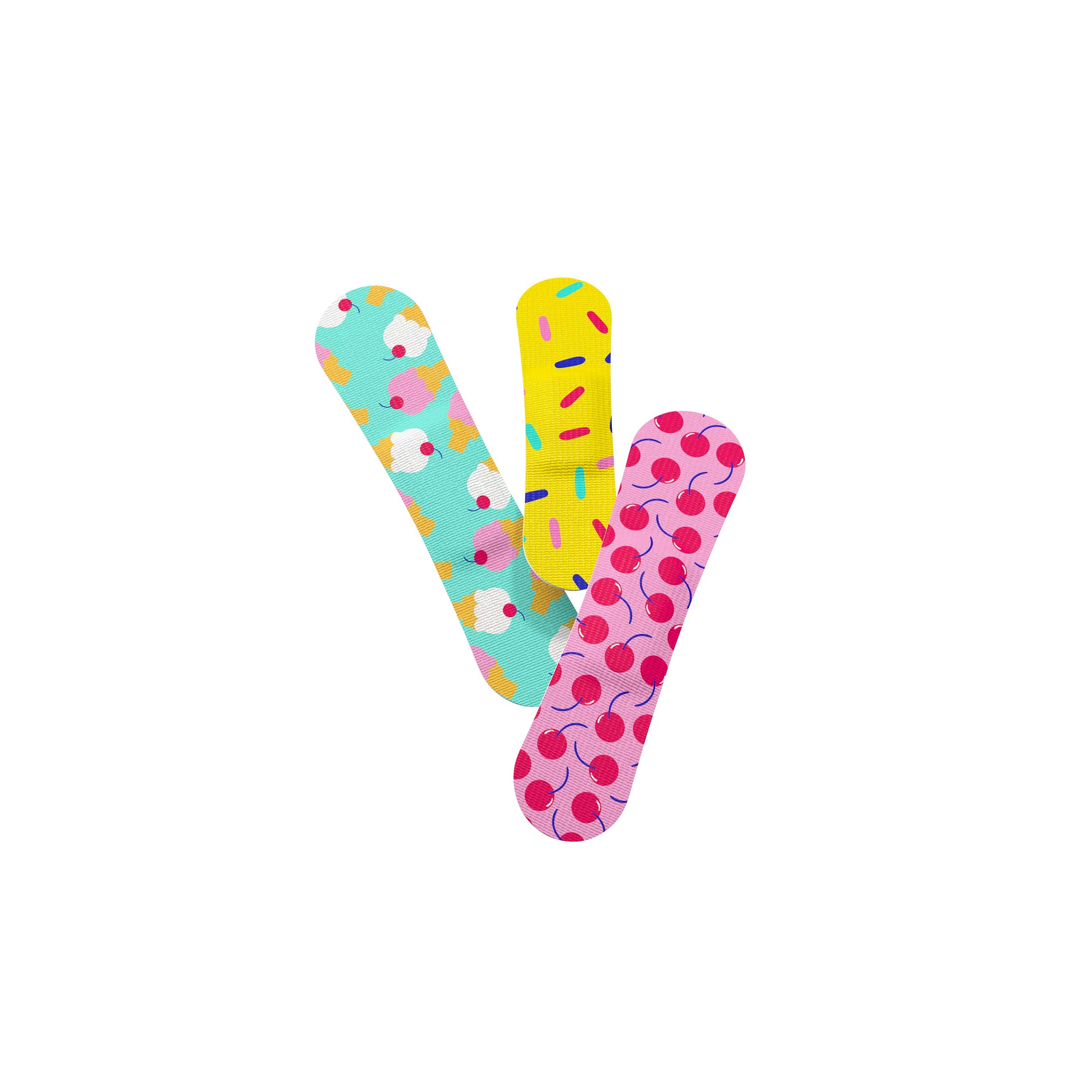 Curitas Welly con helado amarillo, fácil identificación de tamaño
