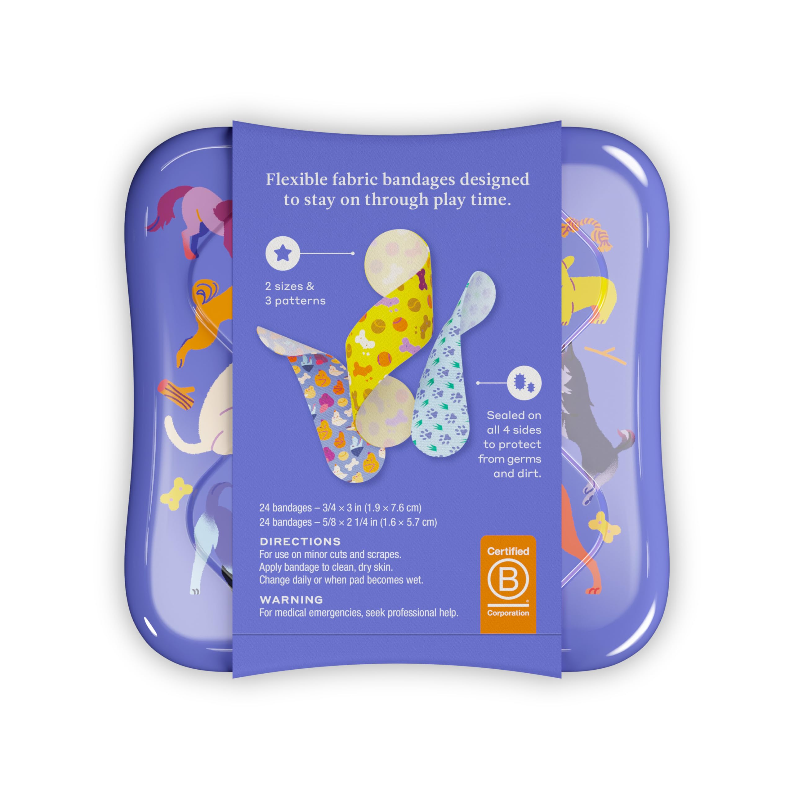 Tiritas Welly con diseños de perros para raspones simples.