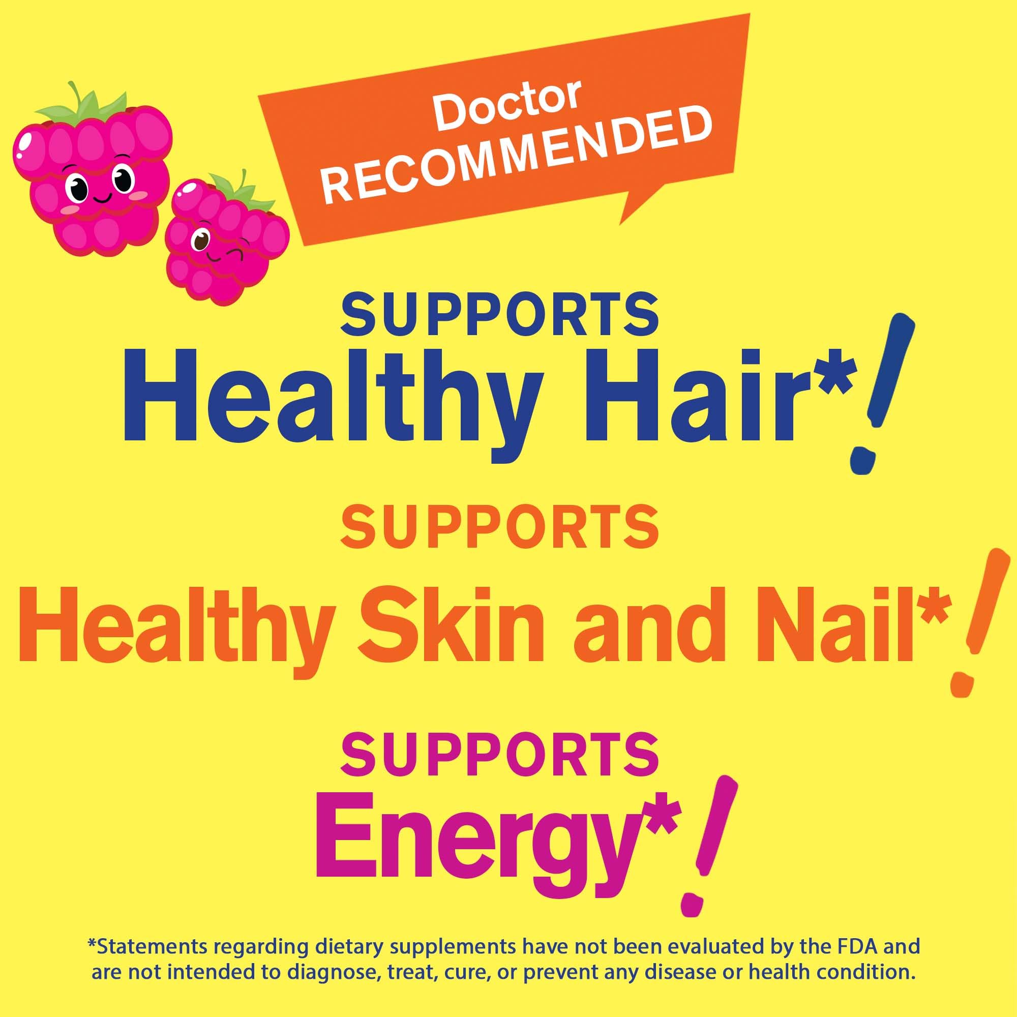 WellYeah Biotin Gummies for Kids vegan and gluten-free ingredients panel.