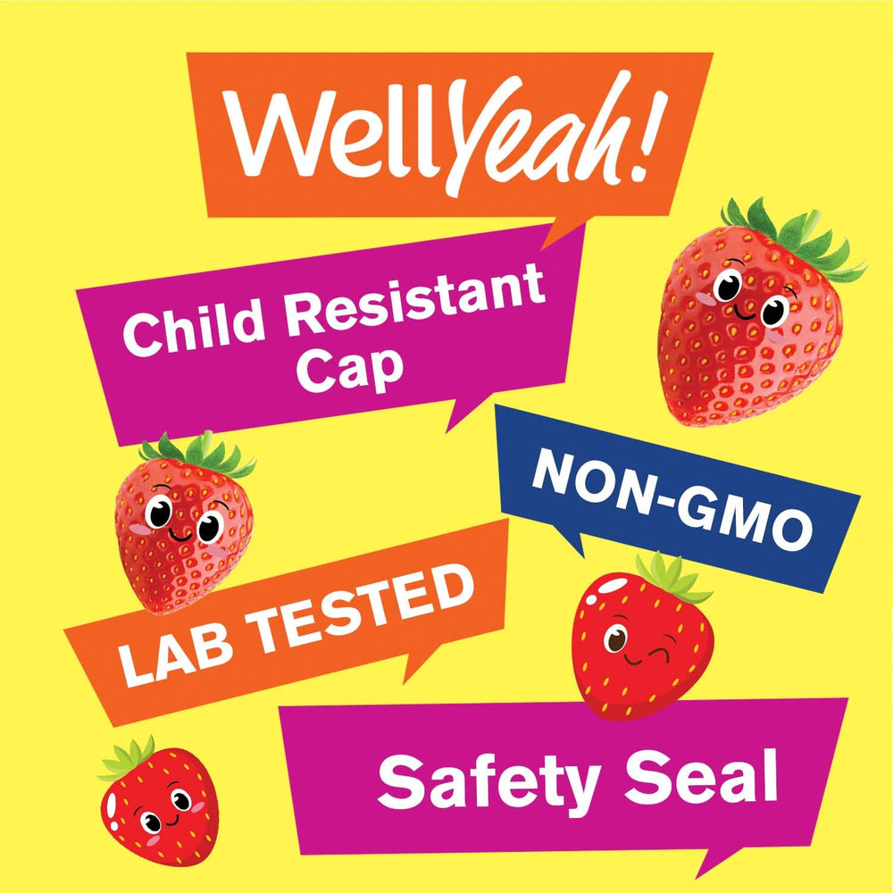 WellYeah gluten-free label on the gummies packaging supports dietary needs.