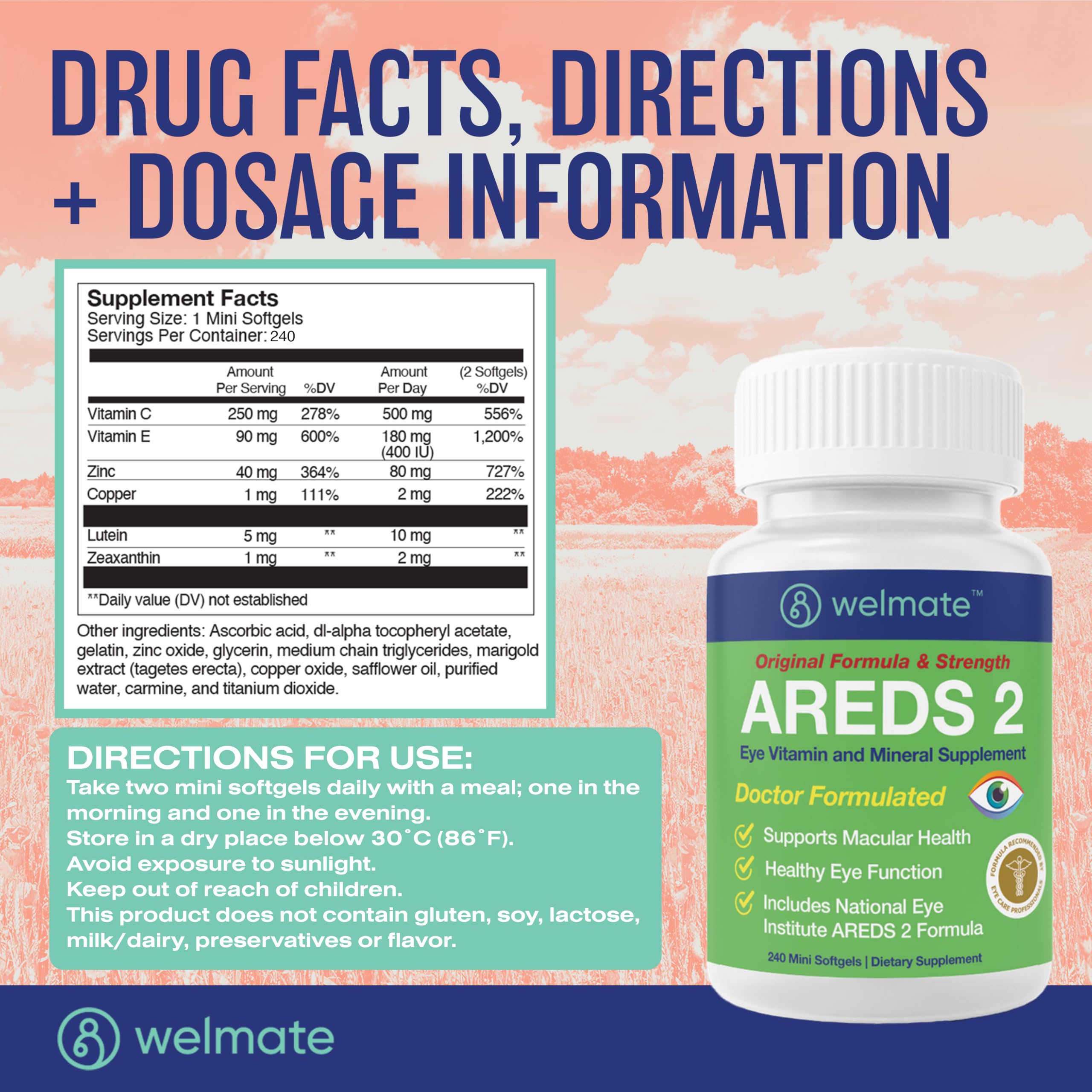 WELMATE AREDS2 daily-use scene captures a simple wellness routine for eyes.