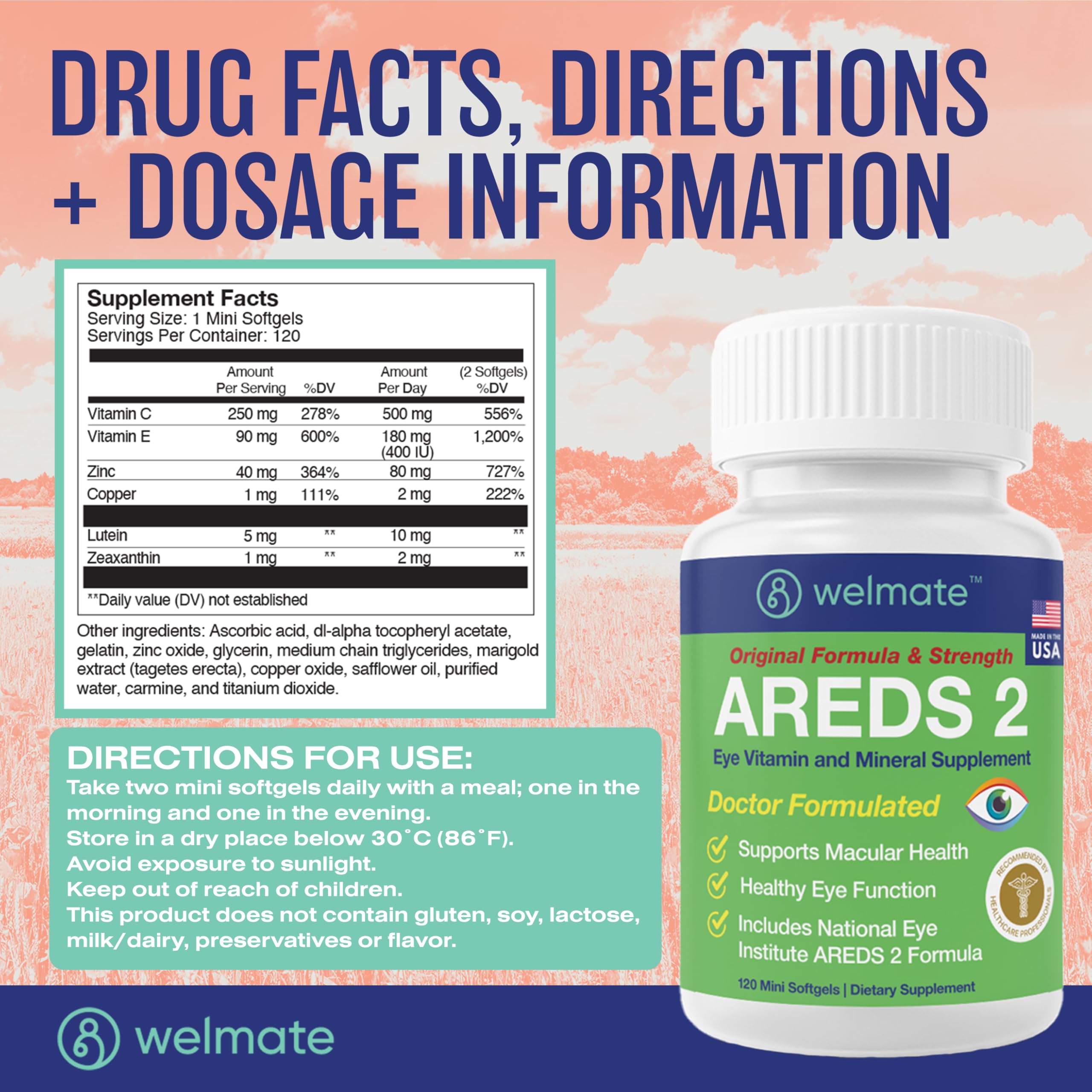 WELMATE AREDS2 made in USA seal on packaging.