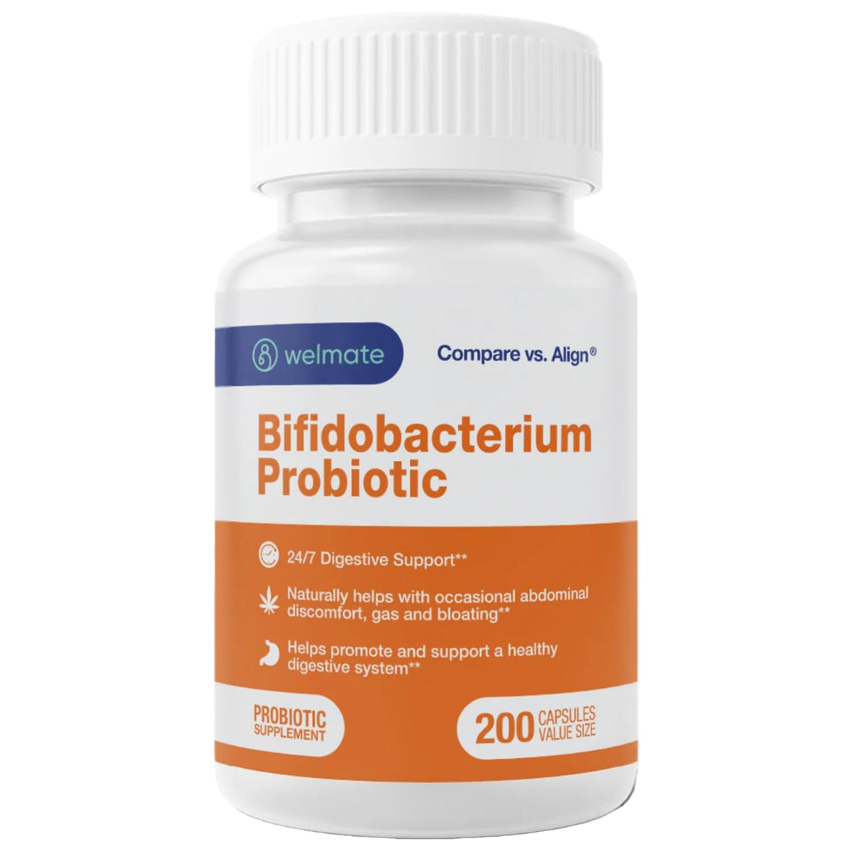 WELMATE Bifidobacterium bottle displaying daily probiotic capsules for gut balance.