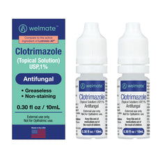 WELMATE Clotrimazole 1% topical solution two-pack front view for quick access