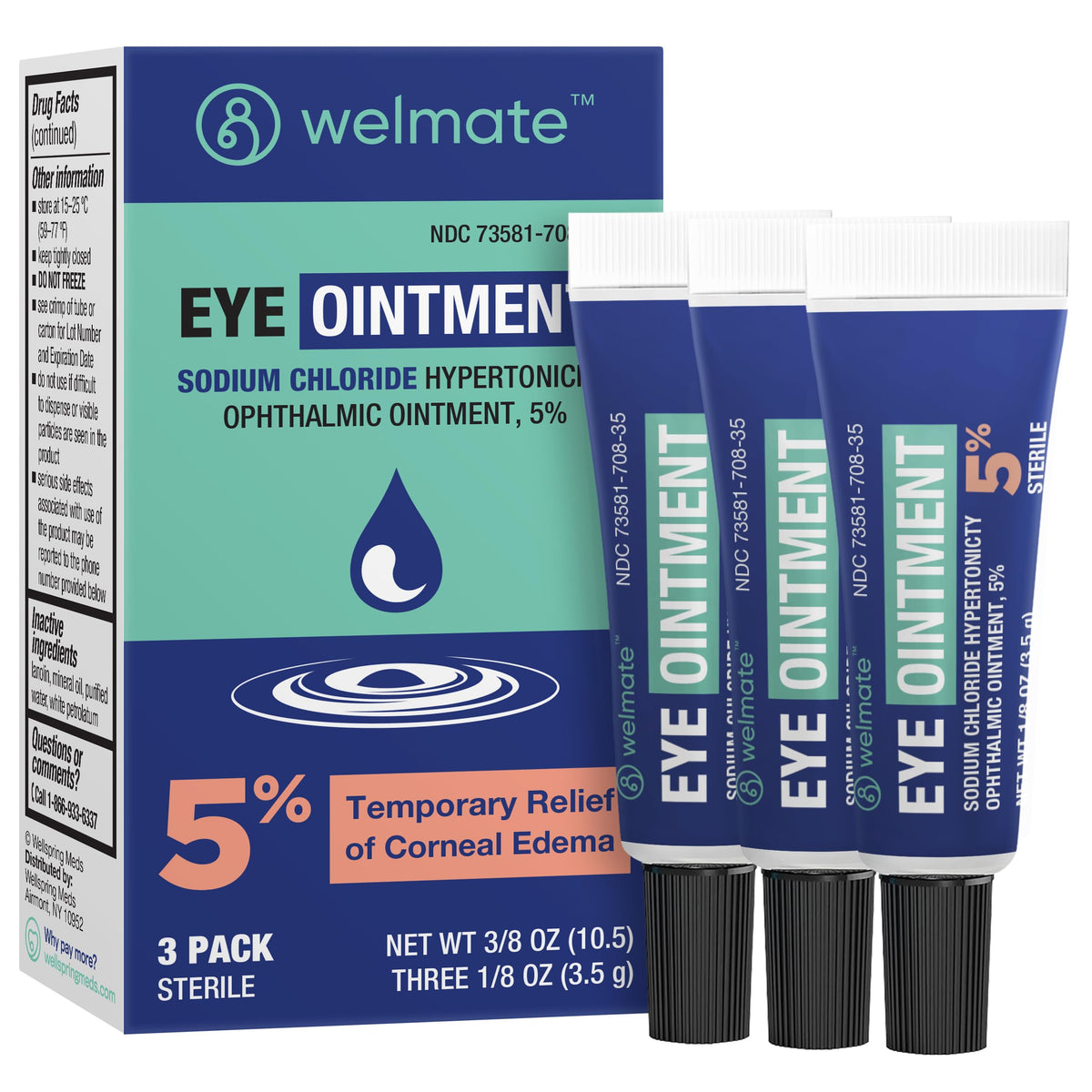 WELMATE Eye Ointment 3-tube bundle for travel-friendly relief.