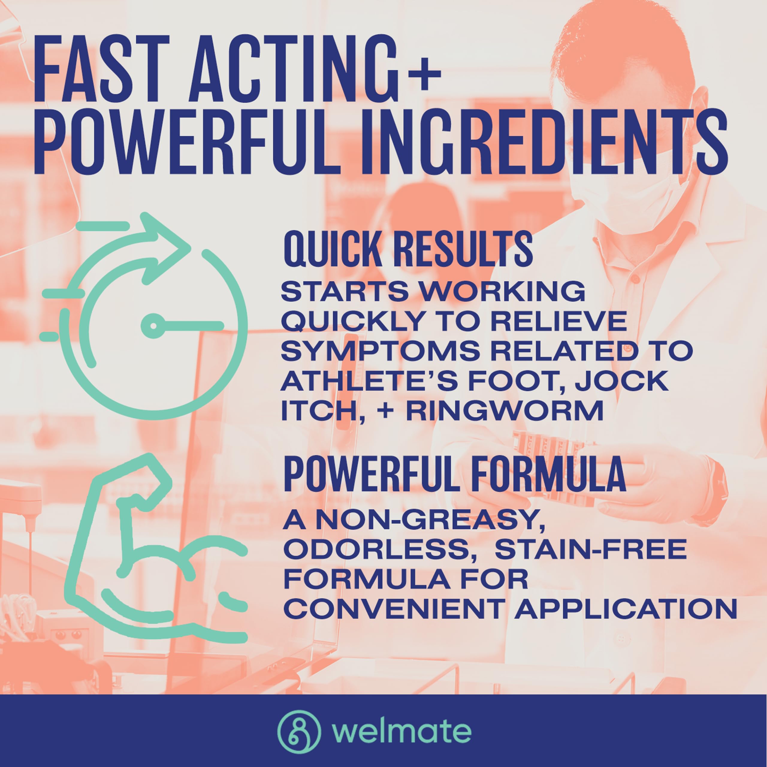 WELMATE fast-acting relief for itching and discomfort.