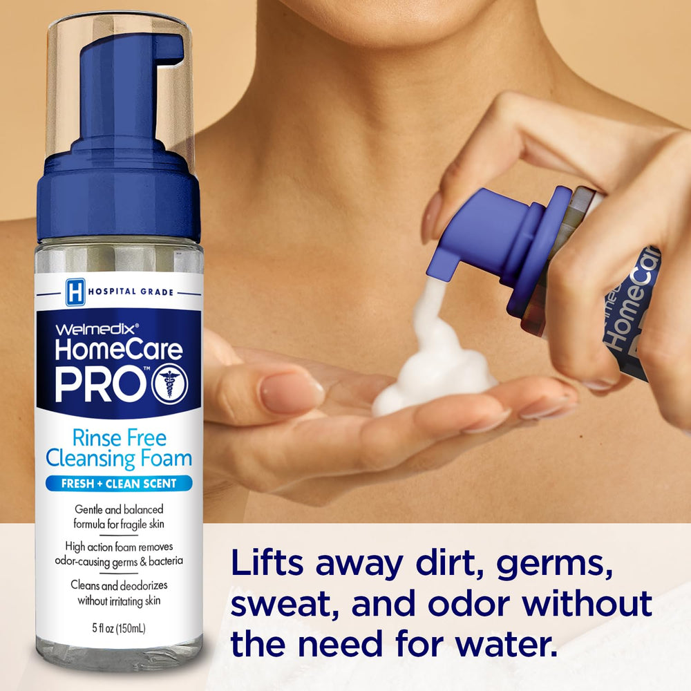 Welmedix fragile skin care foam for gentle cleansing and moisture.