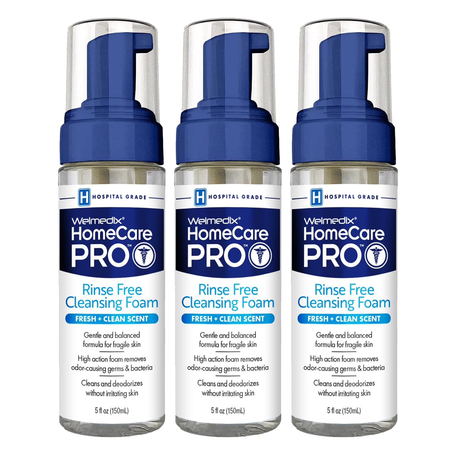 Welmedix Rinse Free Cleansing Foam bottle for convenient waterless cleansing on the go.