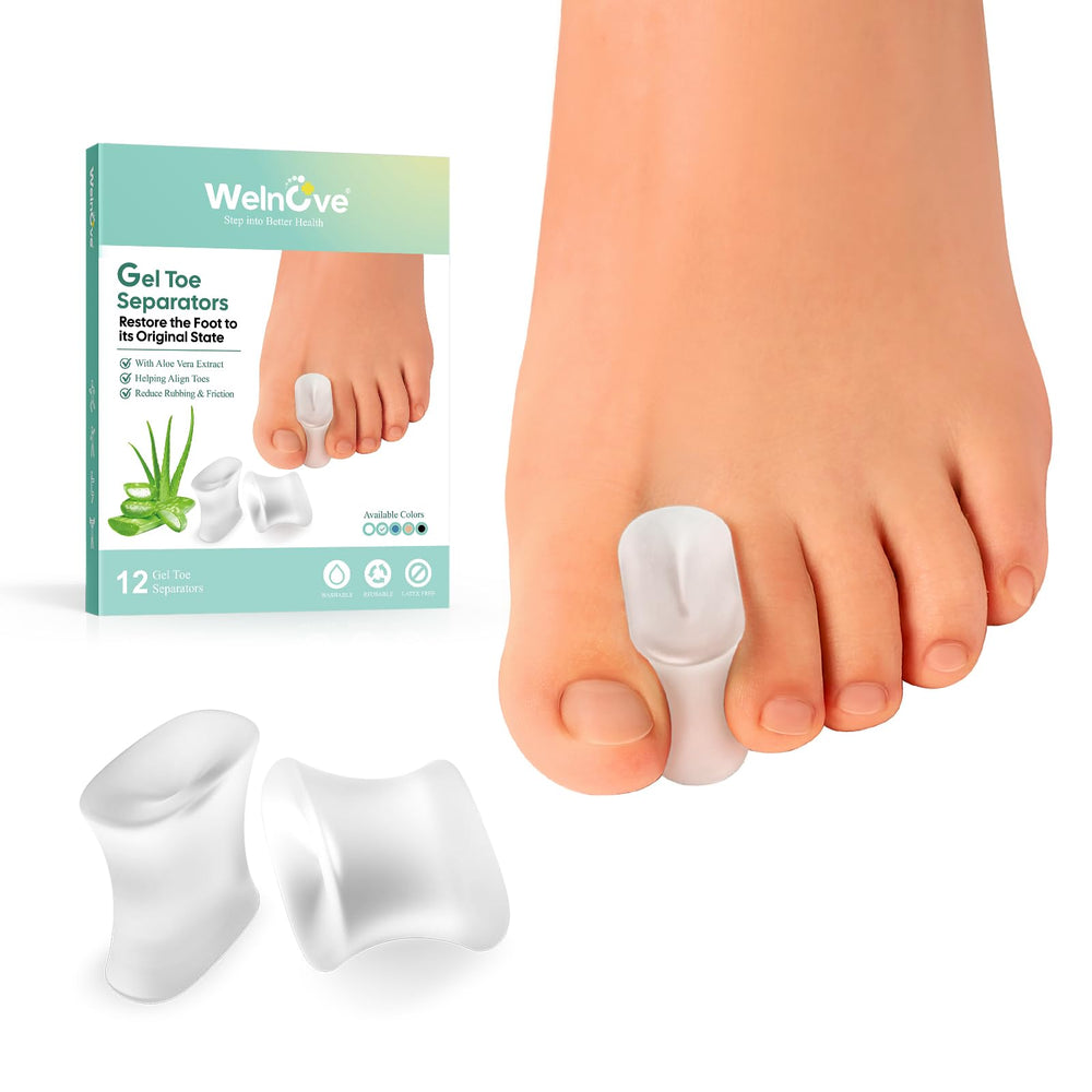 Welnove 12-pack gel toe separators between toes for bunion relief and daily wear