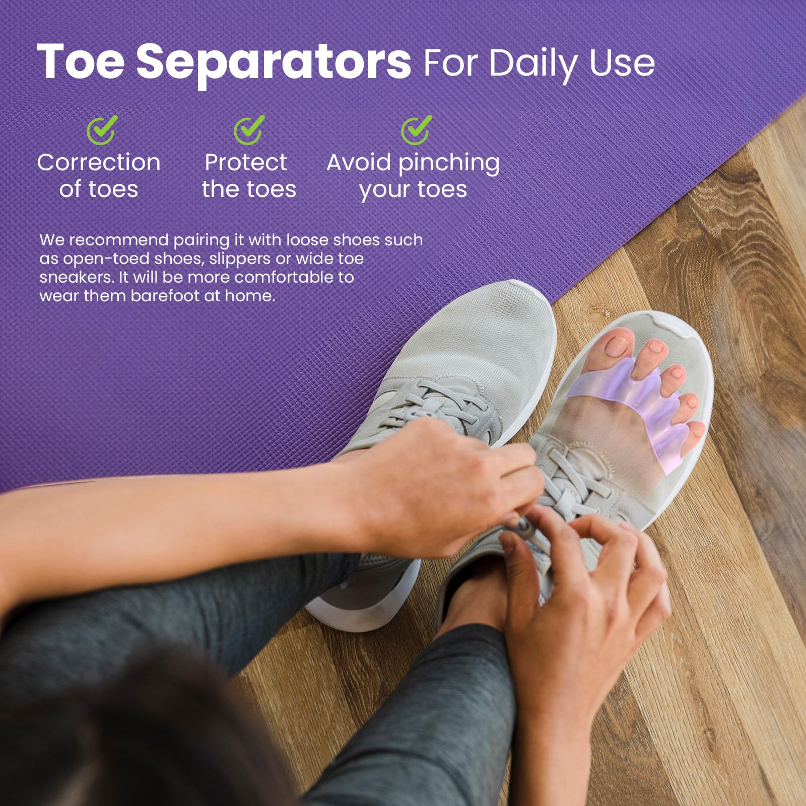 Welnove 4-pack toe separators for versatile wellness routines.