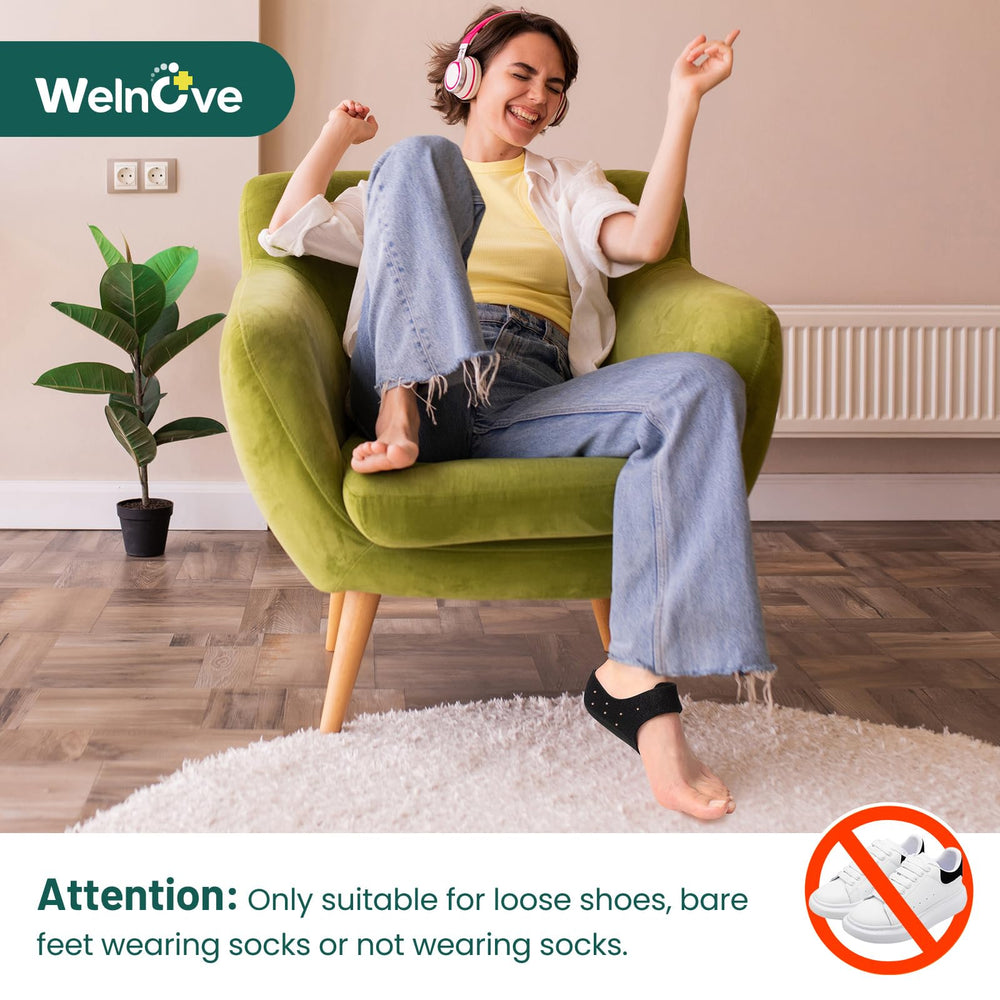 Welnove anti-slip heel sleeve keeps pads aligned inside shoes