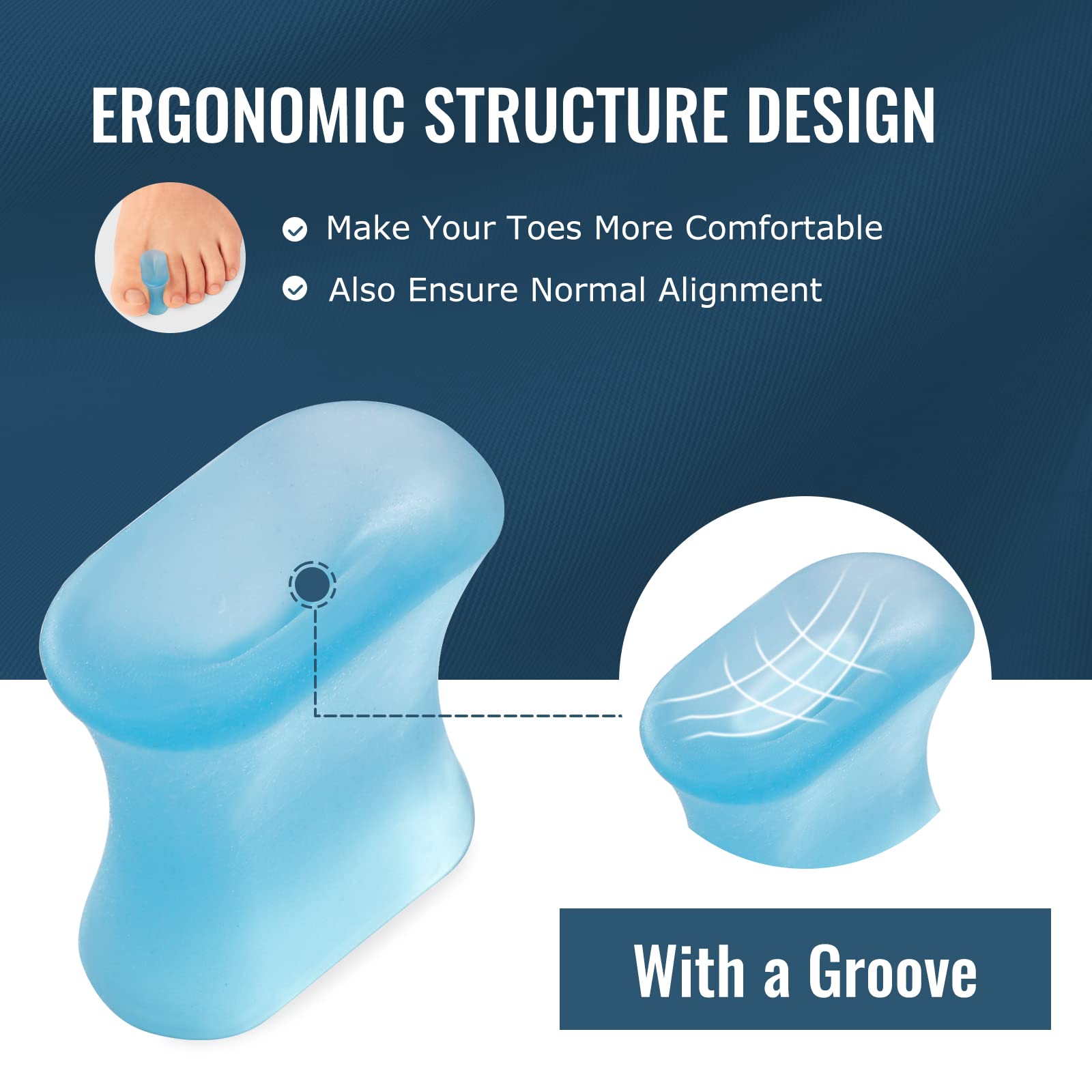 Welnove bunion pads in use show improved toe spacing