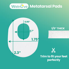 Welnove oval design covers more skin, reducing shoe friction.