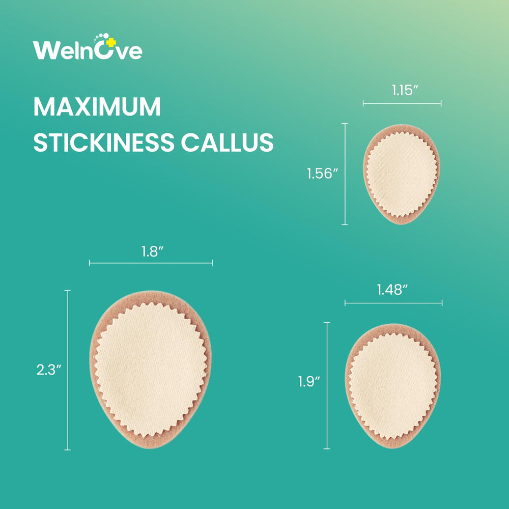 Welnove corn callus pad application on foot shows easy placement and instant comfort.