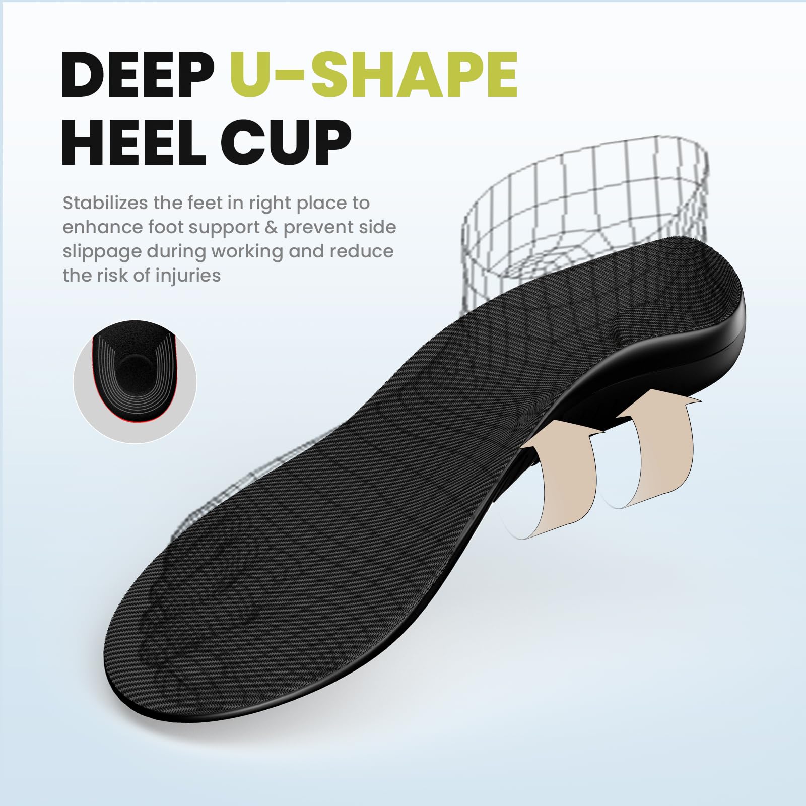 Welnove flat feet insole helping distribute weight for reduced fatigue