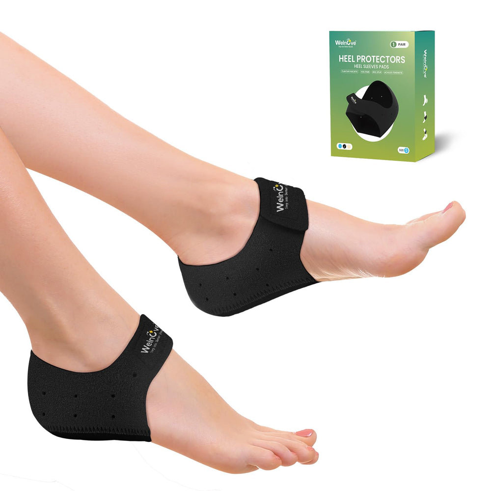 Welnove gel heel protector cups packaging shows a compact 1 pair set