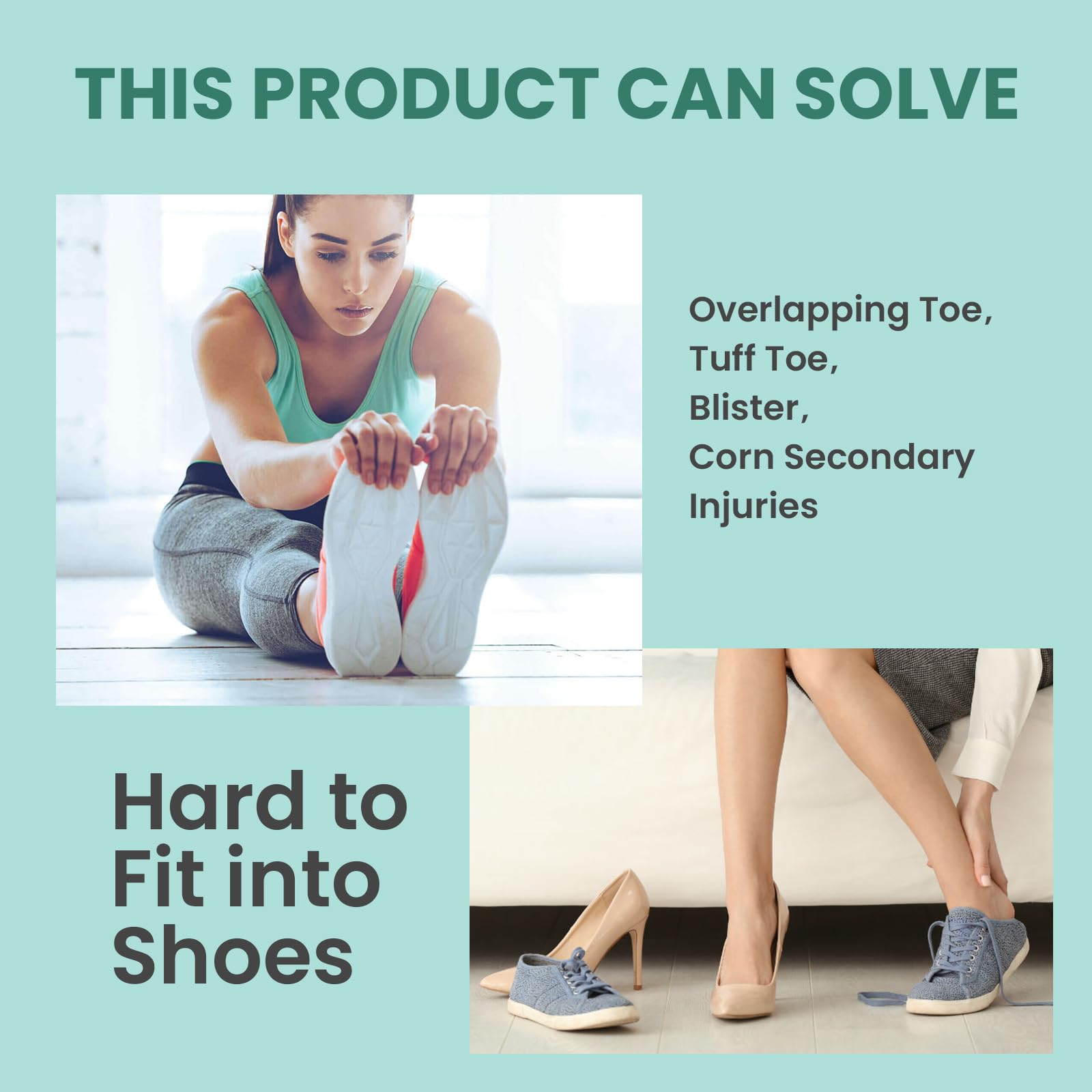 Welnove gel toe separator on toe demonstrates gentle cushioning and separation.