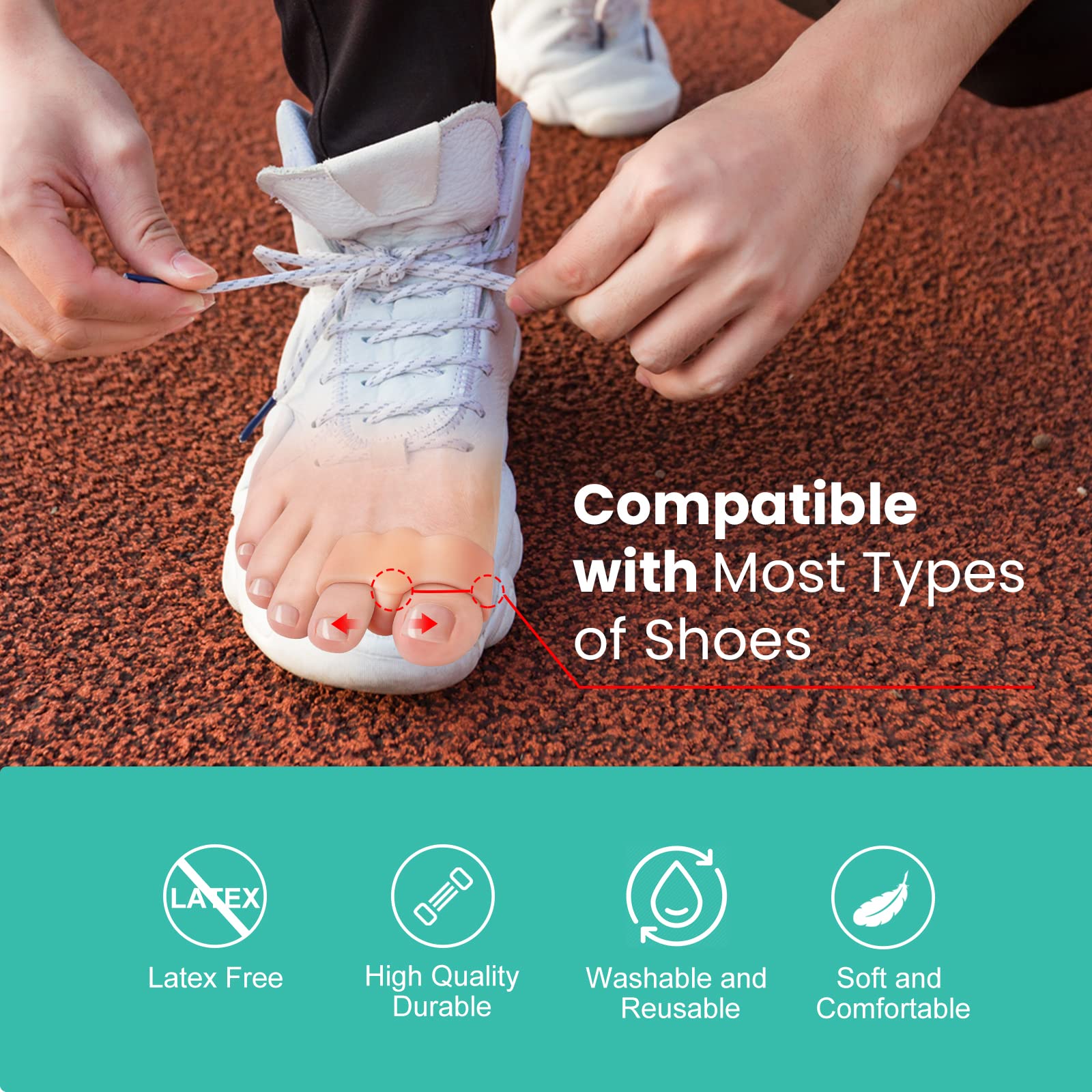 Welnove gel toe spacers cushion toes and minimize rubbing during activity.
