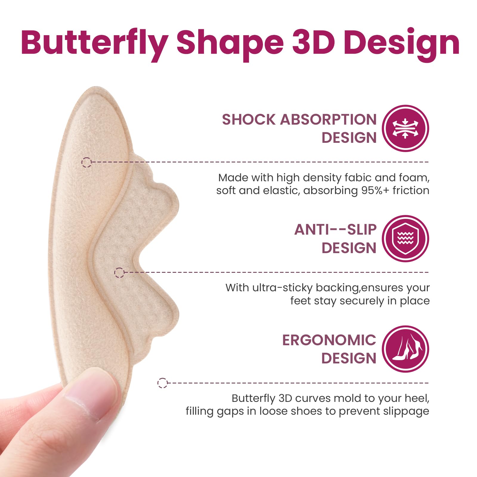 Welnove heel pads break-in kit enables easy use with new or worn shoes.