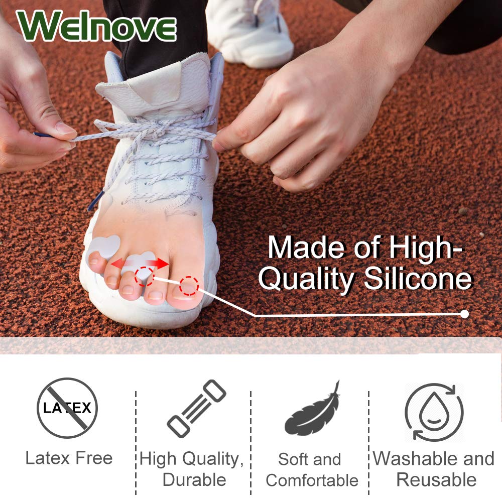 Welnove Pinky Toe Spacer visible preventing rubbing.