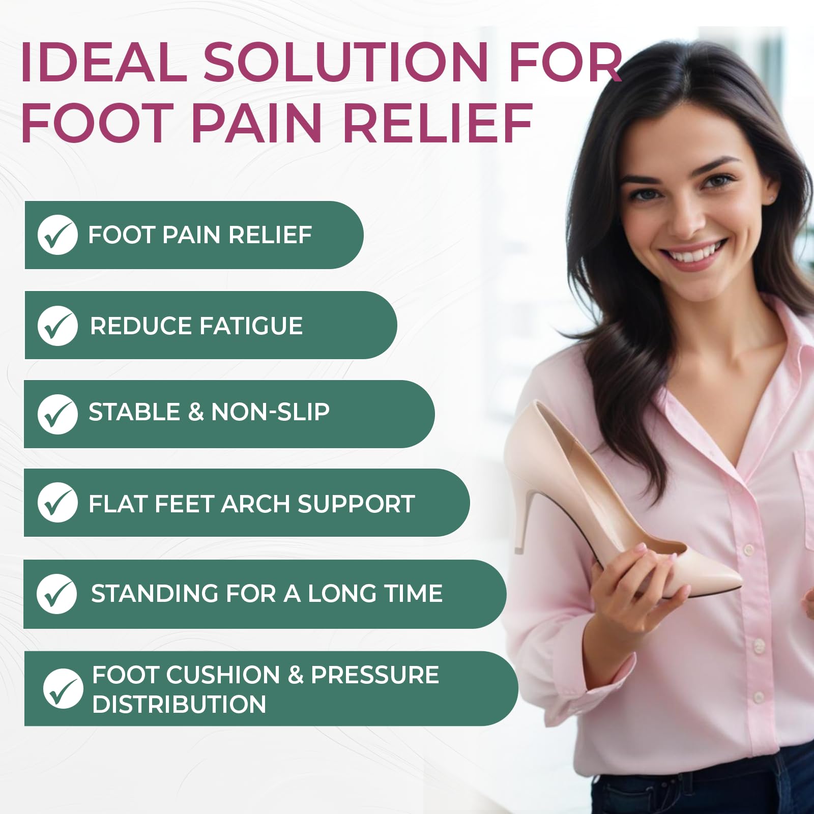 Welnove plantar fasciitis arch pad with soft gel offers comfortable support for daily wear