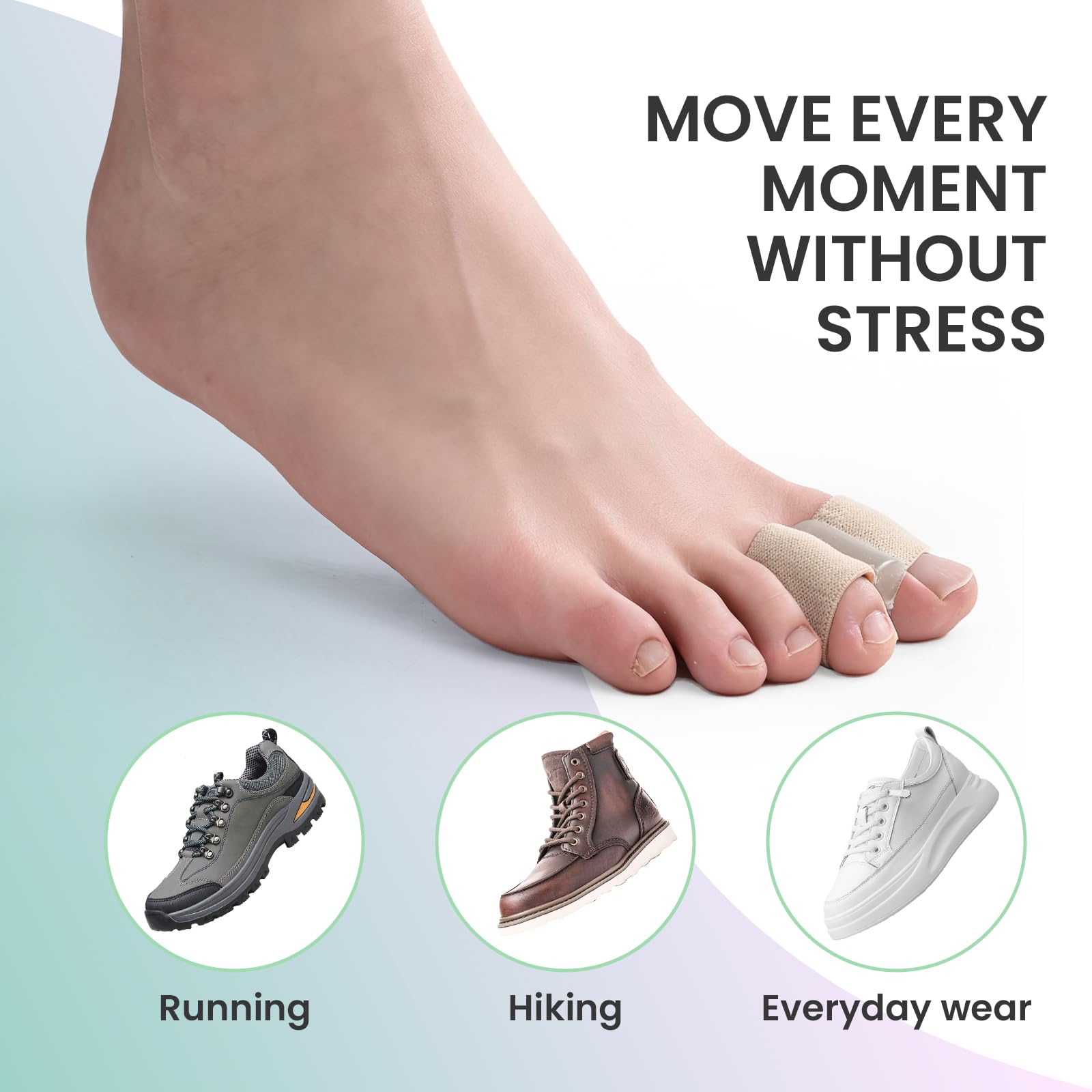 Welnove 8-piece set of reusable bunion spacers for long-term use.