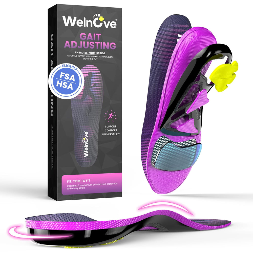 Welnove running insoles with metatarsal pad provide forefoot relief during walks and runs.