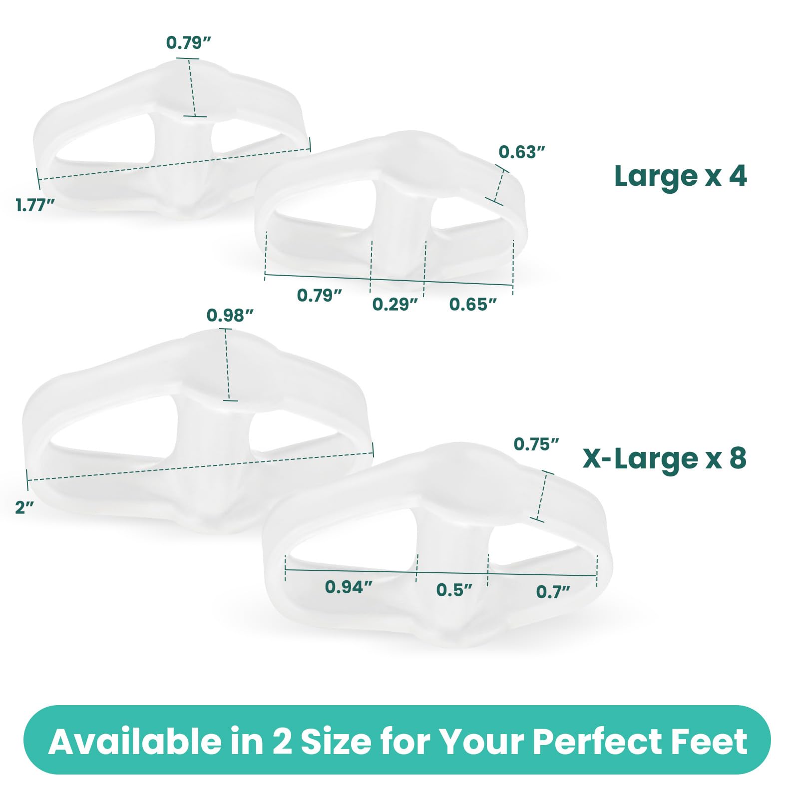 Welnove toe separators 2-loops design stay securely in place.