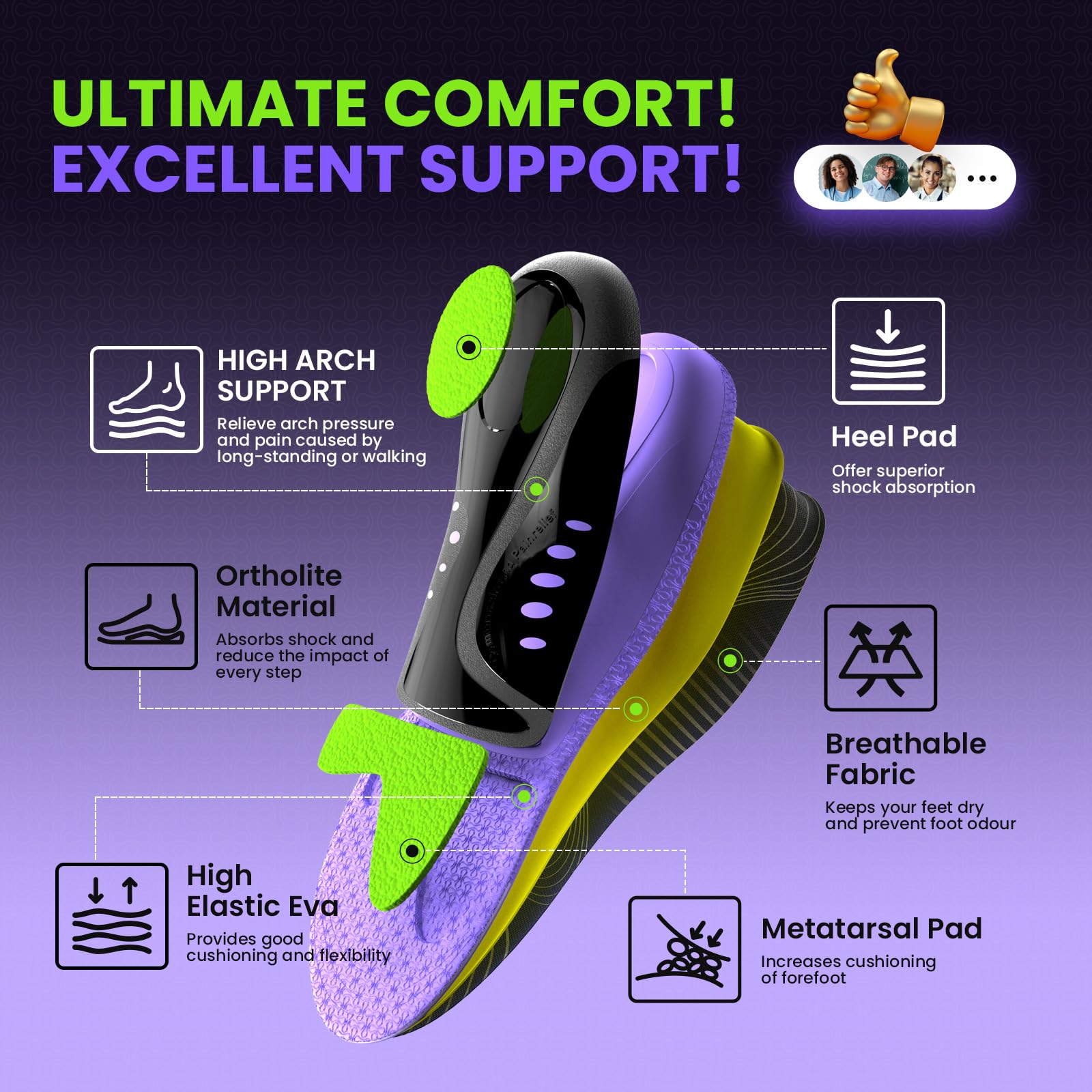 Forefoot and heel pads provide targeted cushioning for every step.
