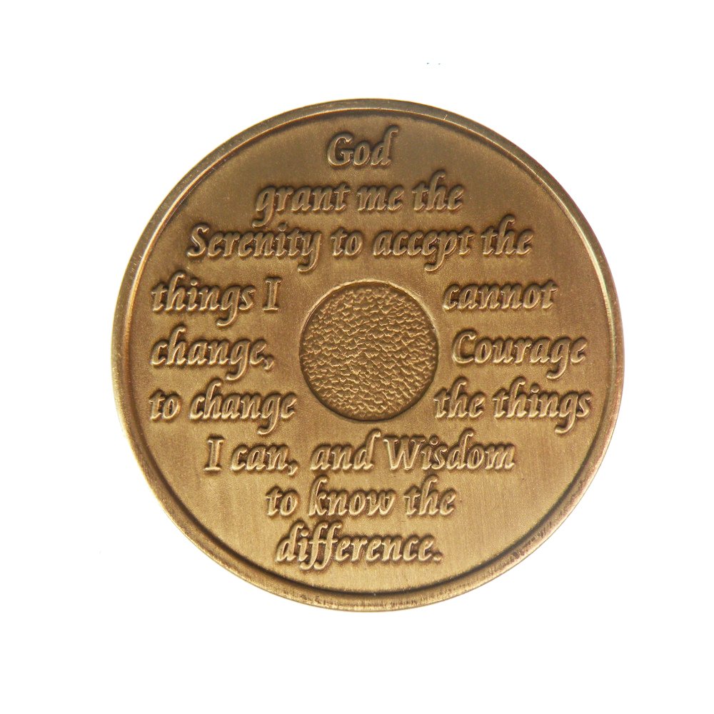 Wendells 8-year AA bronze medallion—back view, celebrates milestone with a durable keepsake.