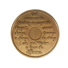 Wendells 8-year AA bronze medallion—back view, celebrates milestone with a durable keepsake.