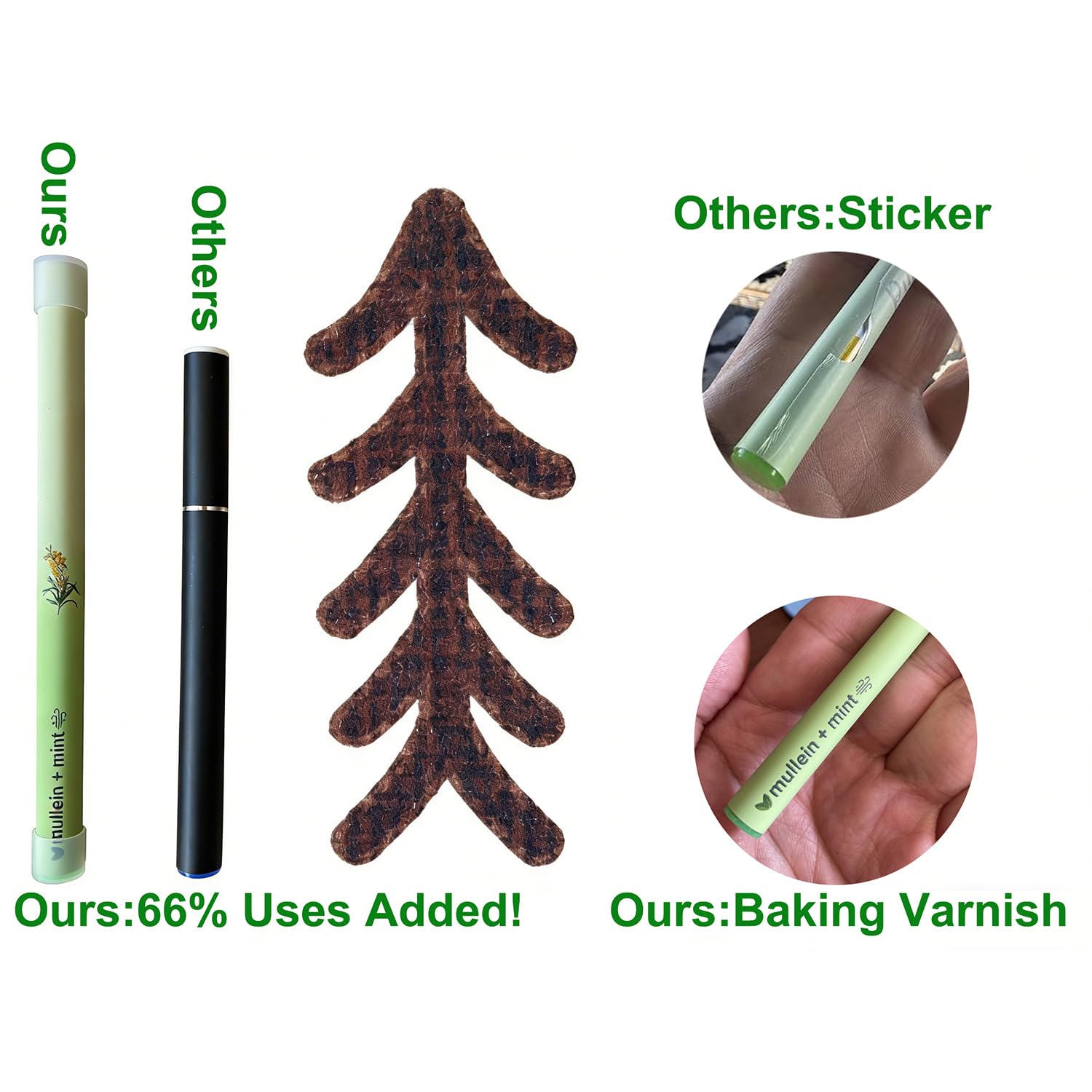 Close-up of WENEW Mullein Herbal Diffuser Pen highlights mullein, thyme, and mint extracts.