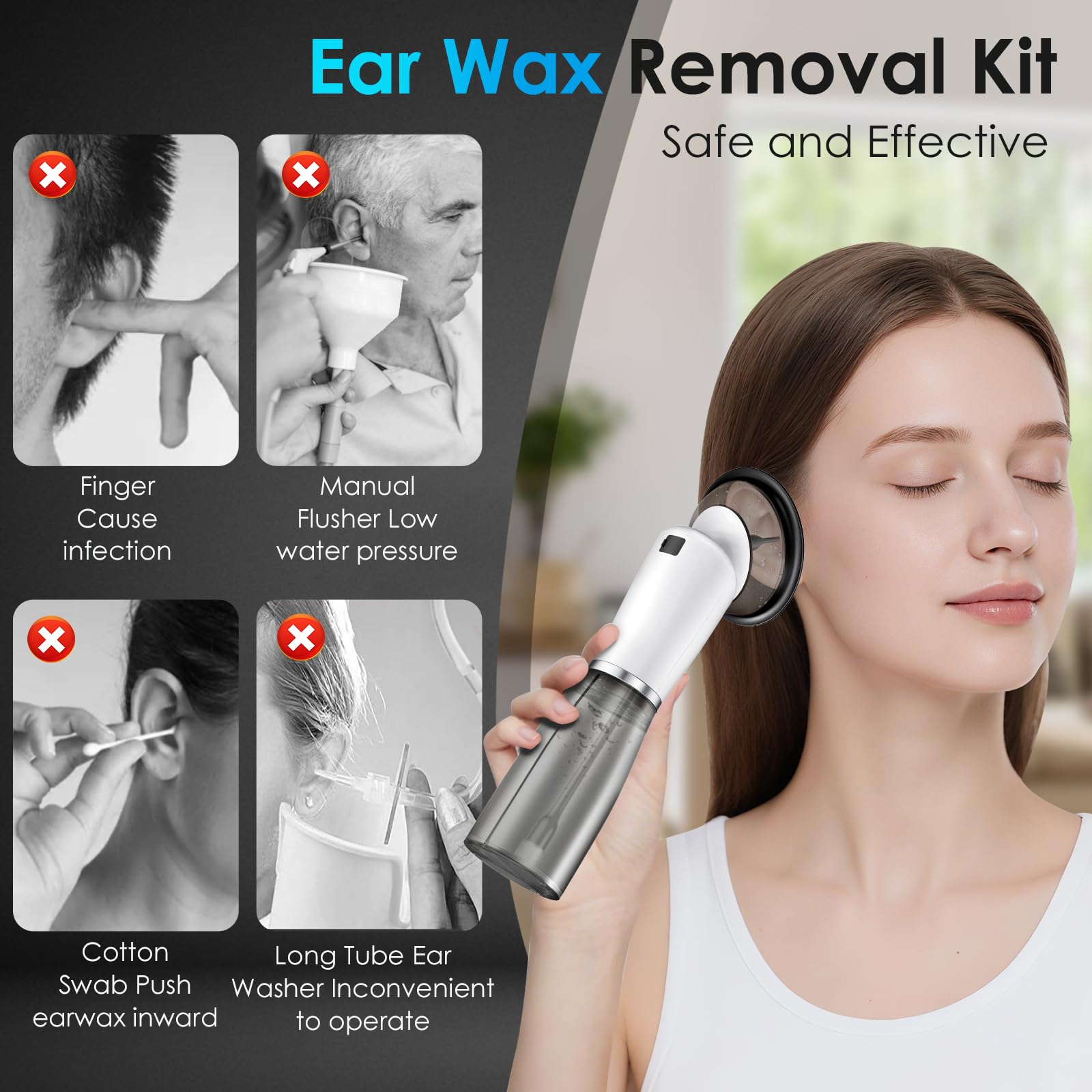WEONY Ear Wax Removal Kit features real-time temperature sensing for comfortable rinsing.
