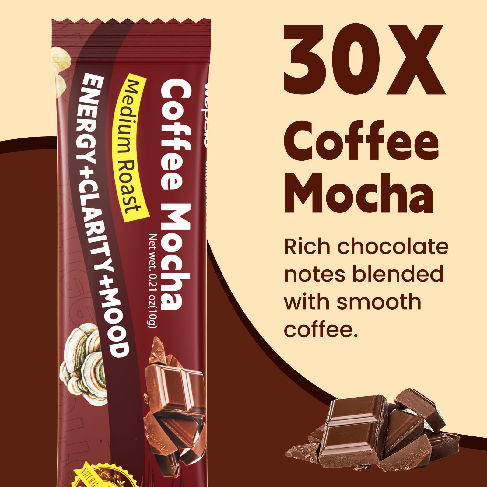 WepBio Mushroom Coffee Original Black cup showing bold taste and clarity