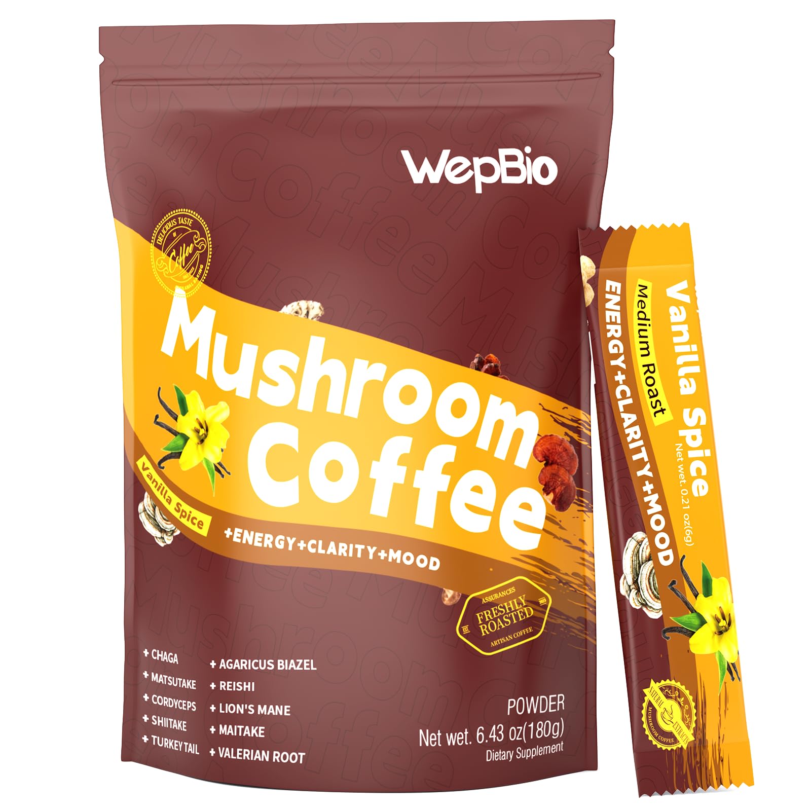 WepBio Original Black mushroom coffee pack for a smooth energy lift