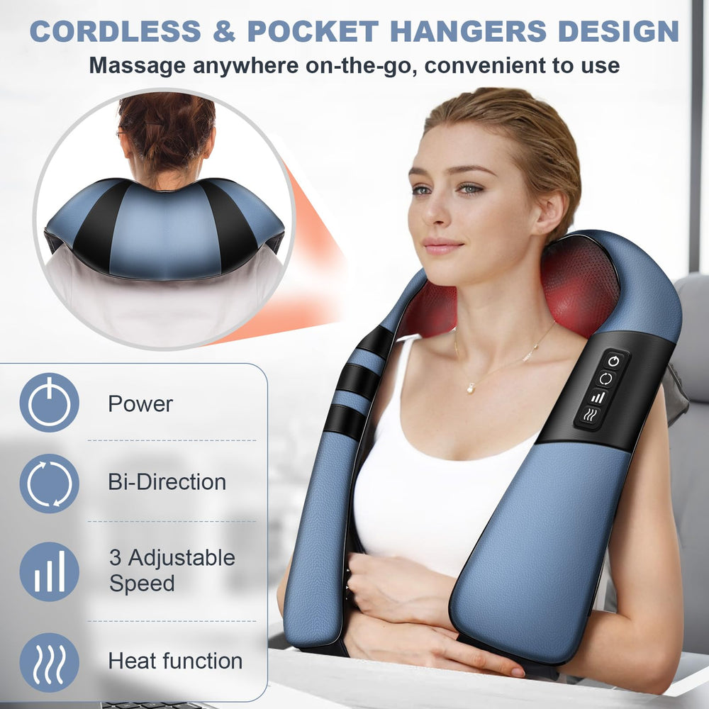WERTYI massager with 8 rotating nodes, close-up shows deep kneading.