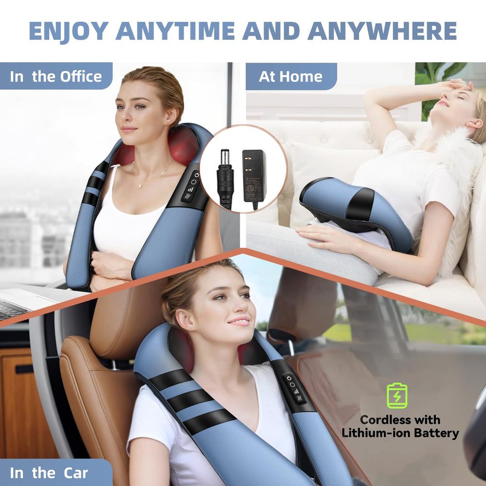 WERTYI massager with heat feature, close-up of warming technology.