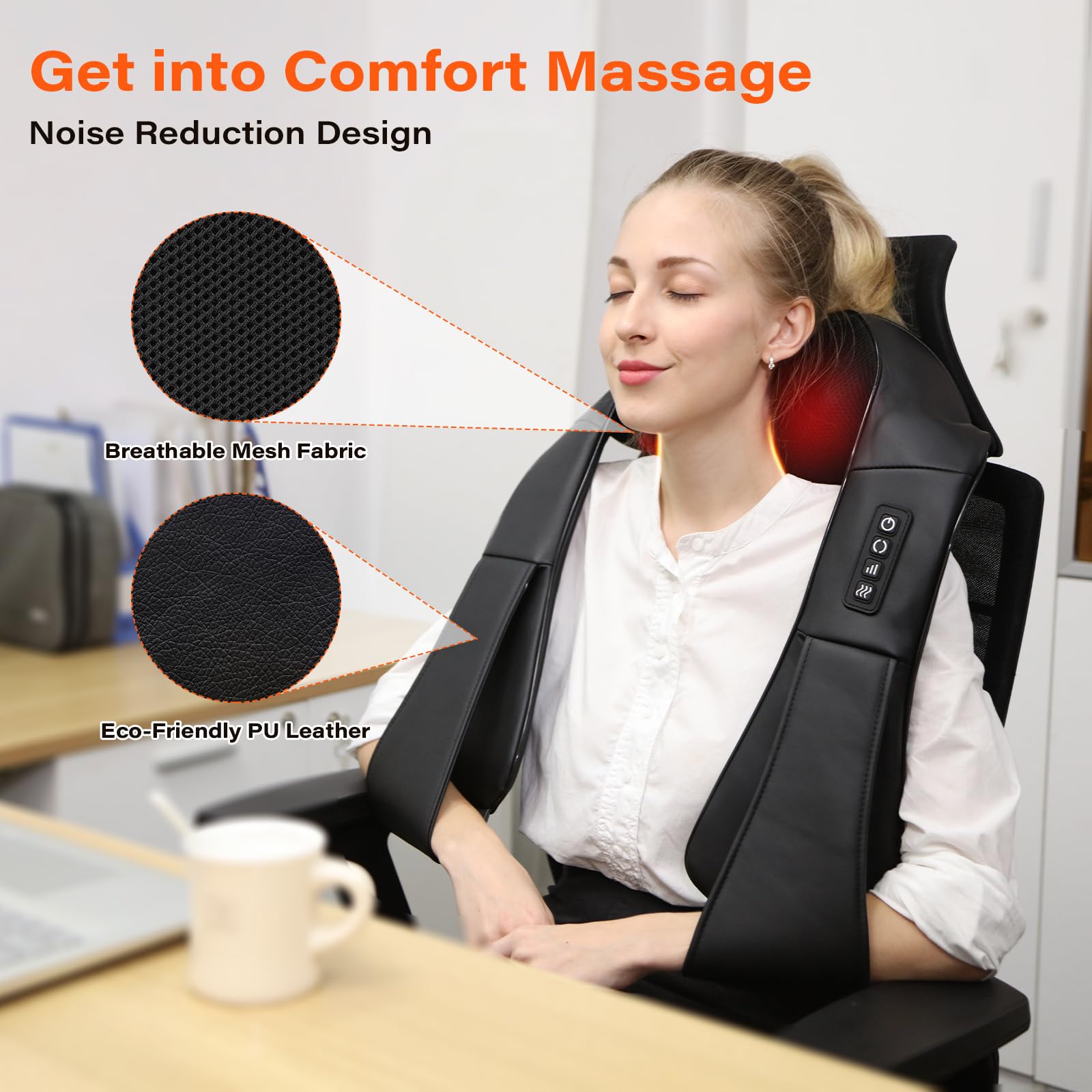 WERTYI shiatsu massager has sixteen kneading heads for deep muscle relief