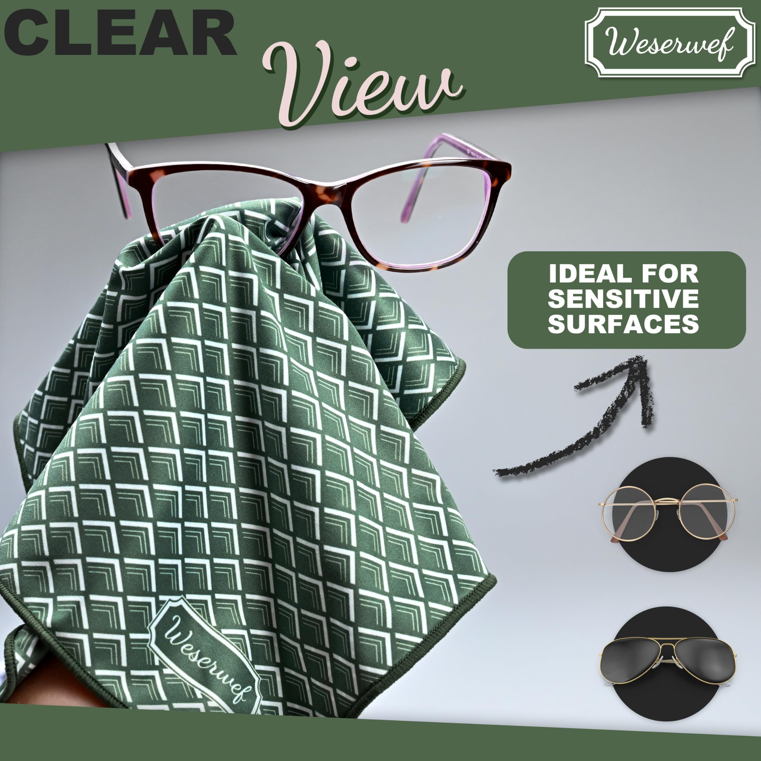 Weserwef Design microfiber cloth texture close-up—durable and reusable.