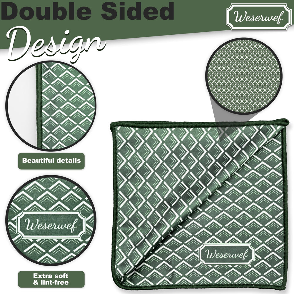 Weserwef Design microfiber cloth on eyeglasses during cleaning—no scratches.