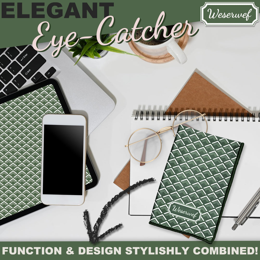 Weserwef Design microfiber cloth for tablet screens—lint-free finish.