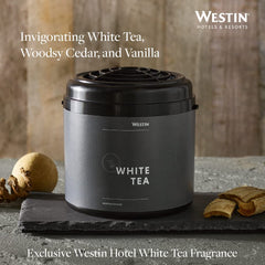 Westin White Tea diffuser cartridge label, easy setup for quick ambience