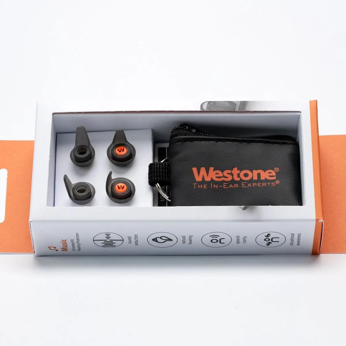 Westone TRU Music 10 dB filters reduce stage volume while preserving detail.